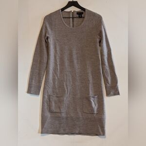 Adrienne Vittadini Merino Wool Blend Sweater Dress Med Brown Knit Travel Pockets